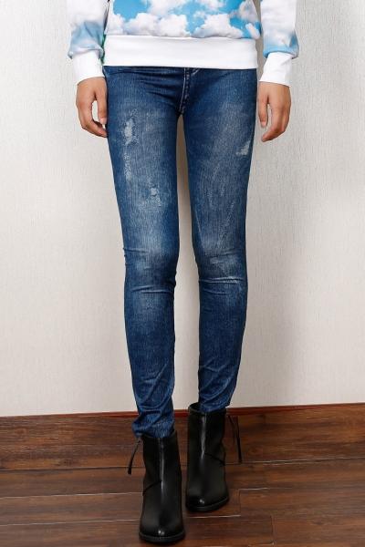 Oasap Fashion Scratch Imitation Jeans Legging