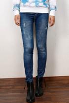Oasap Fashion Scratch Imitation Jeans Legging