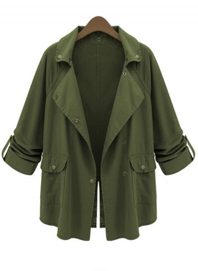 Oasap Casual Frock Buttons Long Sleeve Coats
