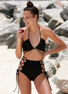 Oasap Multi-way Lace-up High Waist Bikini Set