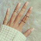 Oasap Fashion 6 Pieces Alloy Leaf Circle Round Finger Rings Multiple Sets Of Rings