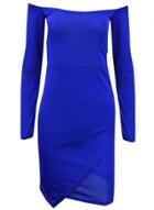 Oasap Women's Slash Neck Off Shoulder Long Sleeve Bodycon Party Dress