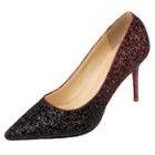 Oasap Pointed Toe High Heels Slip-on Sequin Pumps