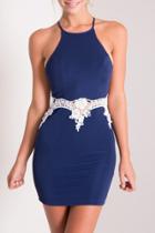 Oasap Floral Lace Paneled Zip Back Body-con Dress