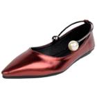 Oasap Pointed Toe Pearl Flat Shoes