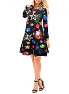 Oasap Round Neck Long Sleeve Printed Christmas Dress