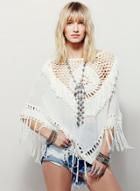 Oasap Fashion Hollow Out Cape Blouse With Tassel