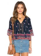 Oasap V Neck Half Sleeve Floral Printed Blouses