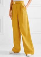 Oasap Fashion Solid Loose Fit Wide-leg Pants With Belt