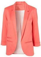 Oasap Turn Down Collar Long Sleeve Solid Color Blazer