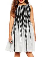 Oasap Women's Oversized Color Block Polka Dot Print A-line Dress