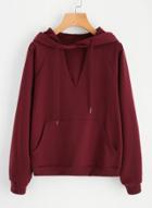 Oasap V Neck Long Sleeve Solid Color Pullover