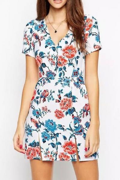 Oasap Favorite Floral Print Mini Dress