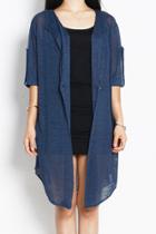 Oasap Solid Color Sheer Knit Cardigan