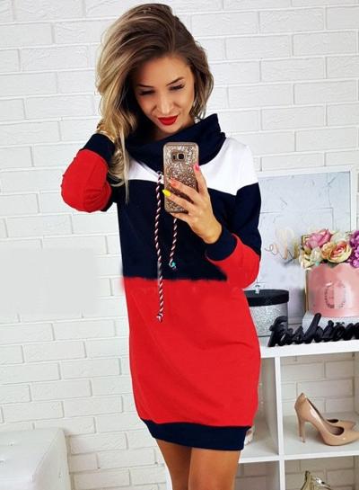 Oasap High Neck Long Sleeve Color Splicing Sweatshirt