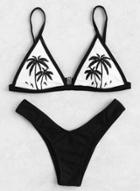 Oasap Fashion 2 Piece Palm Tree Printed Triangle Bikini Set