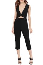 Oasap Women's Casual Deep V Neck Backless Capris Jumpsuit