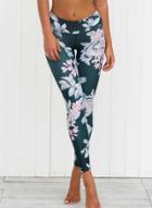 Oasap High Waist Floral Skinny Fit Sports Ankle Leggings