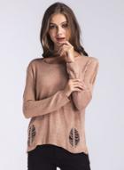Oasap Round Neck Hollow Out Long Sleeve Pullover Sweater