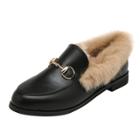 Oasap Rabbit Hair Flat Heels Round Toe Shoes