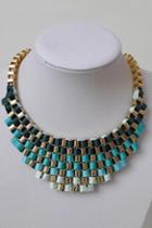 Oasap Colored Ribbon Embellished Cubic Necklace