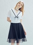 Oasap V Neck Bow Tie Dress