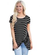 Oasap Fashion Front Knot Short Sleeves Striped Tee