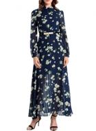 Oasap Women's Fashion Long Sleeve Floral Print Maxi Dress With Belt