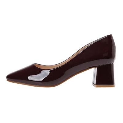 Oasap Solid Color Square Toe Block Heels Slip-on Shoes