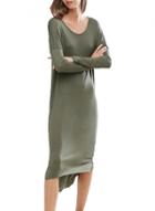 Oasap Women's Casual Solid Loose Long Sleeve High Low Midi Dress