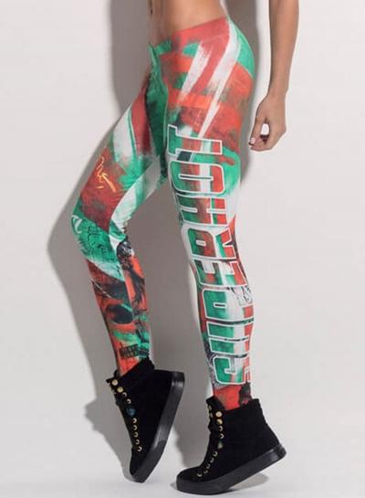 Oasap High Waist Letters Printed Slim Fit Leggings
