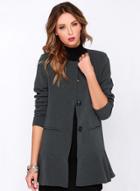 Oasap Solid Flounced Single Breasted Trench Coat