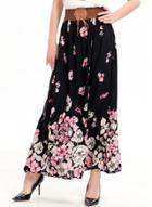 Oasap Elastic Waist Lace Up Floral Print Maxi Skirt