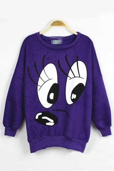 Oasap Lazy Cartoon Face Sweatshirt