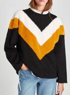 Oasap Fashion Color Block Loose Fit Pullover Sweatshirt
