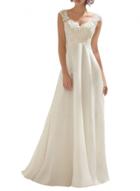 Oasap Women's Double V-neck Sleeveless Lace Wedding Dress Evening Dress
