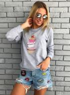 Oasap Fashion Ice Cream Printed Loose Fit Sweatshirt