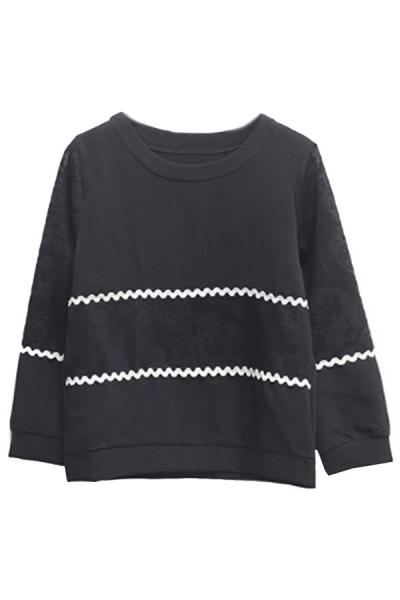 Oasap Wavy Line Art Sweatshirt