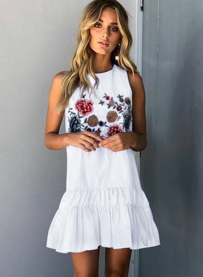 Oasap Sexy Sleeveless Print Dress
