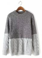 Oasap Round Neck Long Sleeve Color Block Sweater