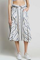 Oasap Chic Striped Pattern Button Front Skirt