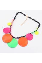 Oasap Various Size Colored Disc Pendant Necklace