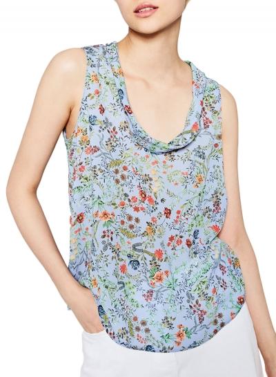 Oasap Women's Cowl Neck Lace-up Back Sleeveless Top