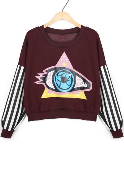 Oasap Paneled Eye Fleece Sweatshirt