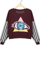 Oasap Paneled Eye Fleece Sweatshirt