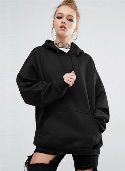 Oasap Batwing Sleeve Solid Loose Fit Pullover Hoodie