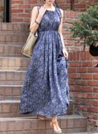 Oasap Round Neck Sleeveless Floral Printed Maxi Dresses