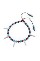 Oasap Canine Teeth Pendant Necklace With Colored Bead