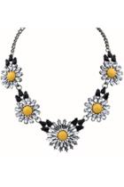 Oasap Crystal Clear Daisy Blossom Necklace