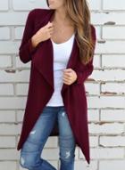 Oasap Casual Long Sleeve Open Front Wide Lapel Solid Color Coat